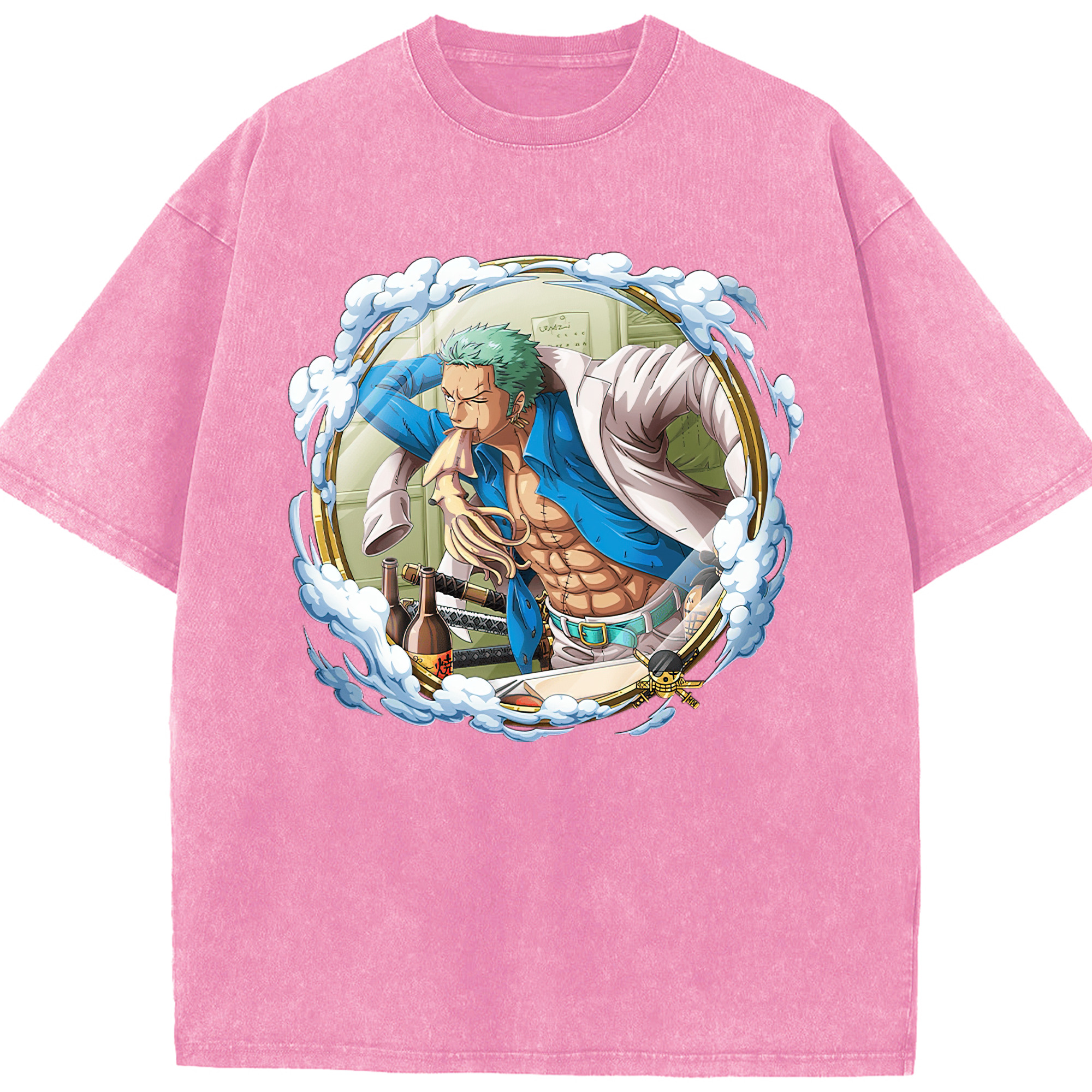 ワンピース ロロノア・ゾロ ONE PIECE Roronoa Zoro 綿100% ヴィンテージ風 半袖Tシャツ（フロントプリント）